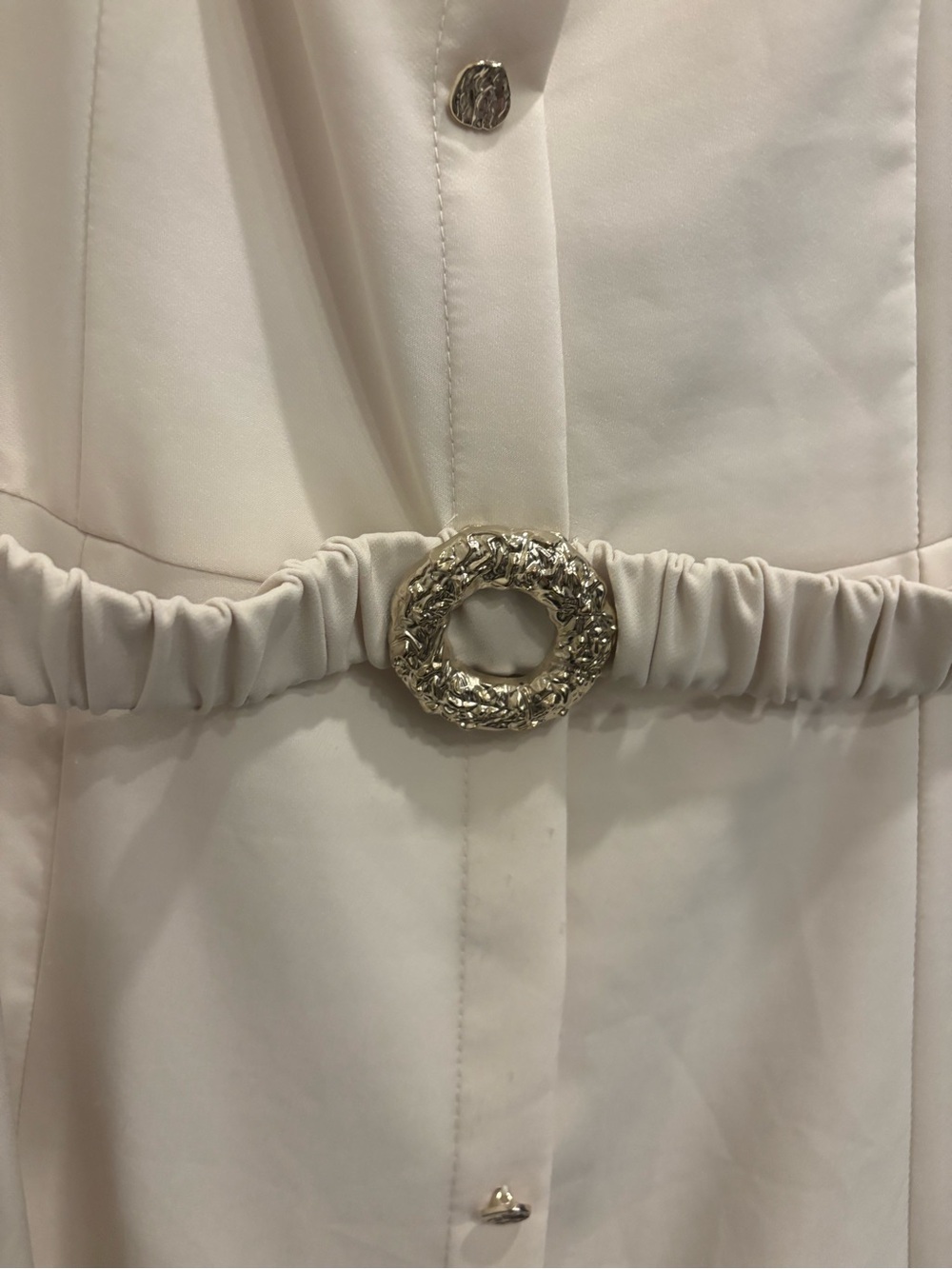 ZARA IVORY BELTED MIDI DRESS - Picture 3 of 7